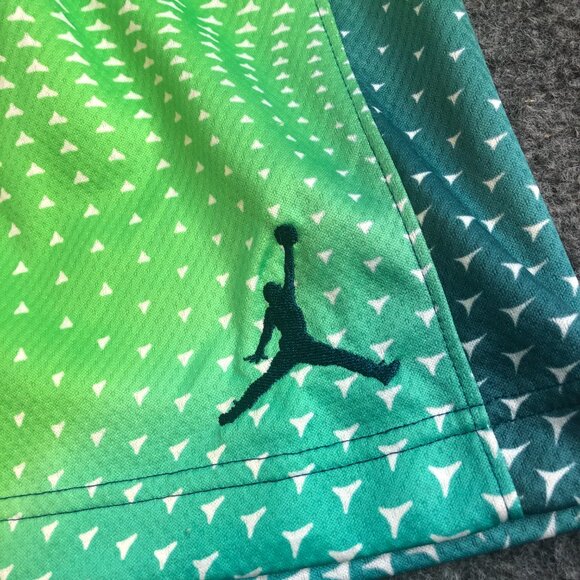 Nike Jordan Shorts Mens Medium Green Dazzle Shiny Basketball Baggy Pockets 10" - Picture 2 of 10